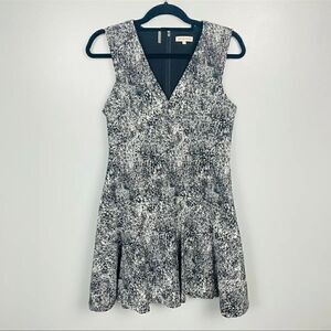 Rebecca Taylor Womens Size 10 Black & White Batik Fit Flare Sleeveless Dress